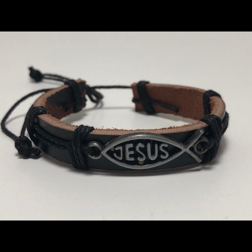Jesus leather bracelet
